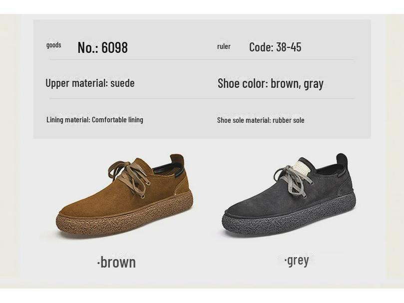 Европейские мужские повседневные замшевые туфли на шнуровке с толстой резиновой подошвой - новый тренд