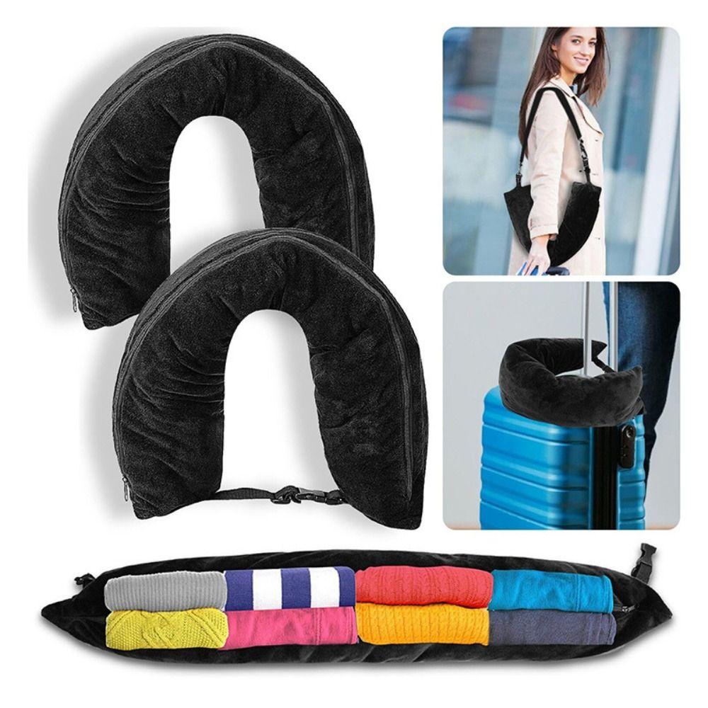 Наполняемая дорожная подушка для шеи, удобная сумка для хранения подушек для шеи, U-образная подушка для полета
