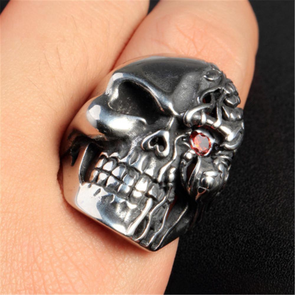 Accessories Half Side Burning One-eyed Skull Set with Zircon Men's Domineering Hand Ring