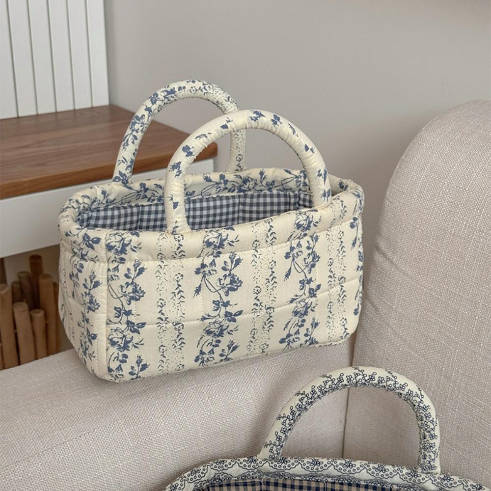 Large Capacity Laundry Storage Basket Hand-held Floral Organizers Basket Desktop Storage