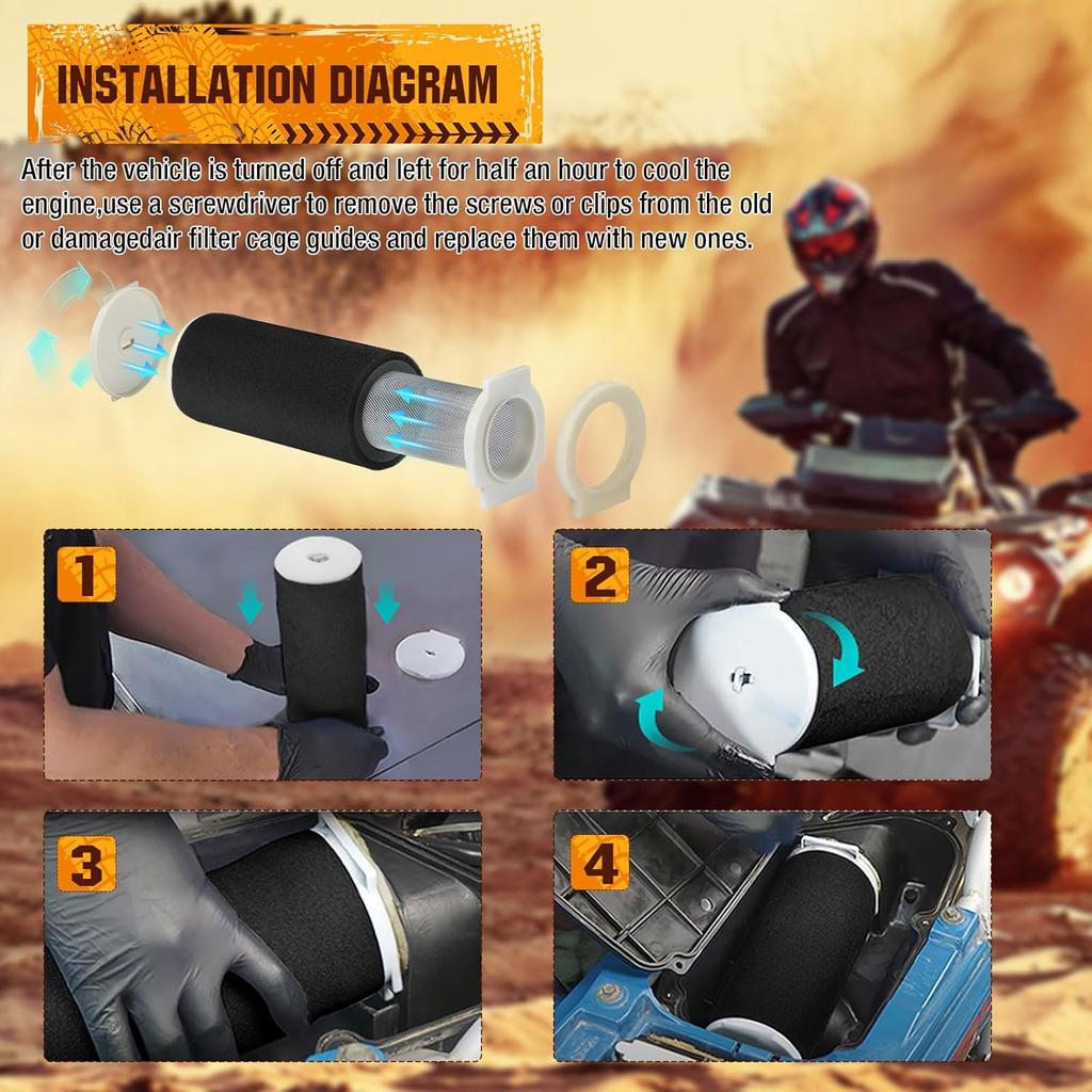 Air Filter & Guide & END CAP Kit For Yamaha Warrior Raptor Wolverine 350 YFM 350 Grizzly 600 660 YFM600 660 1987-2013 1UY-14458-01 1UY-14468-00