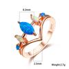 Роскошное женское обручальное кольцо с белым и синим огненным опалом, модного розово-золотого цвета, свадебное ювелирное изделие, подарок для женщин