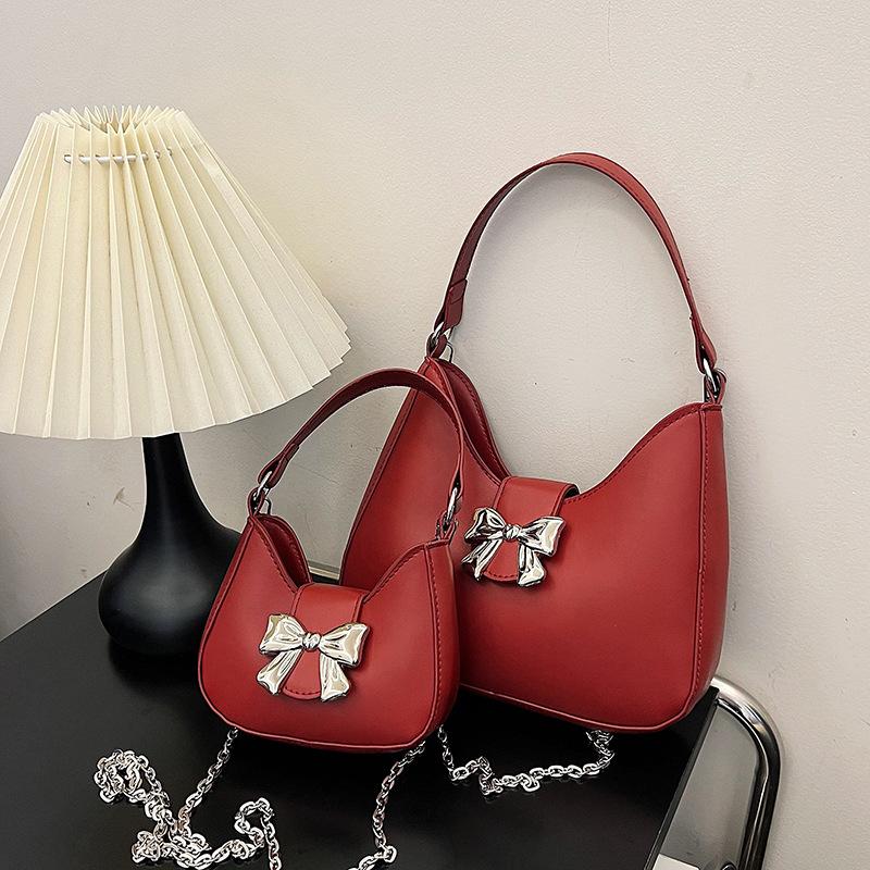 Модная повседневная сумка-мешок с бантом через плечо 2024 года, популярная сумка на плечо в корейском стиле, трендовая сумка в виде полумесяца в иностранном стиле