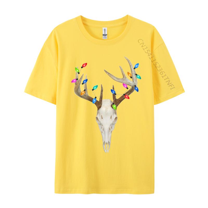 Deer Skull Hunting Christmas Whitetail T-Shirt Cotton Top T-Shirts For Men Normal Tops Shirts Prevalent Slim Fit