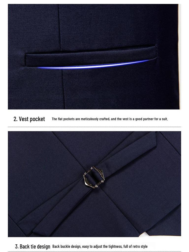 Мужской приталенный костюм в корейском стиле - Формальный деловой наряд-тройка для жениха или свидетеля