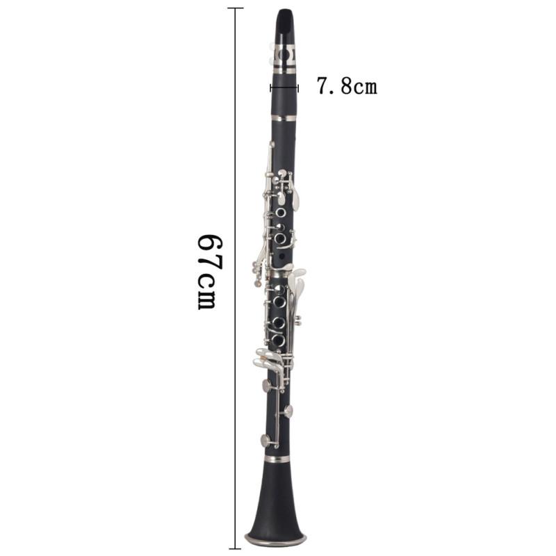 Clarinet ABS 17 Key bB Flat Soprano Binocular Clarinet with Cleaning Cloth Gloves Reeds Screwdriver