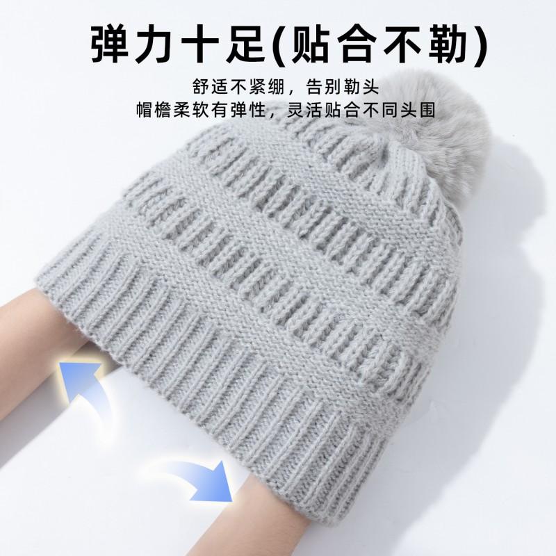Womens Winter Knit Beanie Hat With Pom Soft Fleece Lined Warm Ear Protection Gray