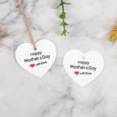 100pcs Heart Shaped Cards Mother Day Tags Hanging Decoration DIY Crafts Cake Decor Tag White Red Paper Gift Labels Mother Days