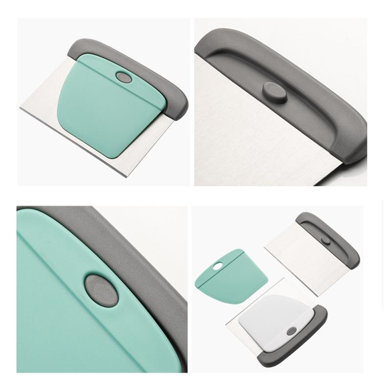 2 in 1 Stainless Steel Dough Scraper Set Pastry Scraper for Bread Cake Pizza Baking Flexible Bowl Scraper Dough Scraper Tools