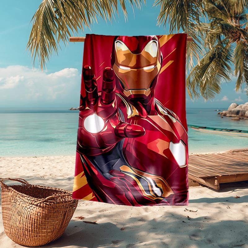 Ultra-Soft Beach Towel with Iron-Man Theme,Ideal for Pool - Camping, Diving - Perfect Travel Essential, Vibrant Beach Towel.