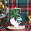 3D Number Cake Decorating Candle Green Glitter Birthday Candles Digital Candle Cake Topper Birthday Party Anniversary Cake Decor