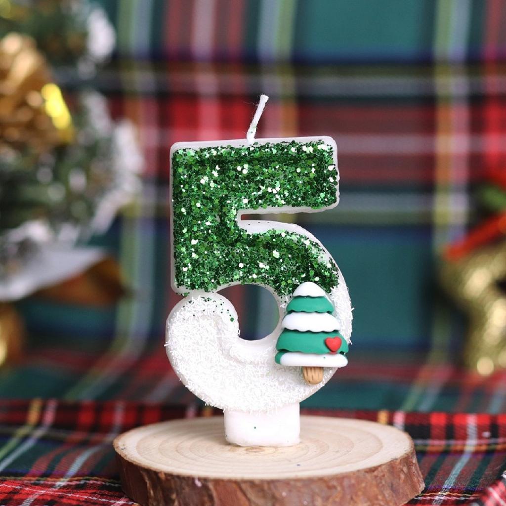 3D Number Cake Decorating Candle Green Glitter Birthday Candles Digital Candle Cake Topper Birthday Party Anniversary Cake Decor