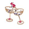 Gold Multicolor Alloy Brooch Pin With Exquisite Hollow Design And Dazzling Glass Rhinestones For Daily Wear