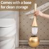 Golden High-End Elegant Golden Toilet Brush Holder - Reusable, Toilet Brush with Base, Corrugated Appearance Design, Bathroom Cleaning Tools