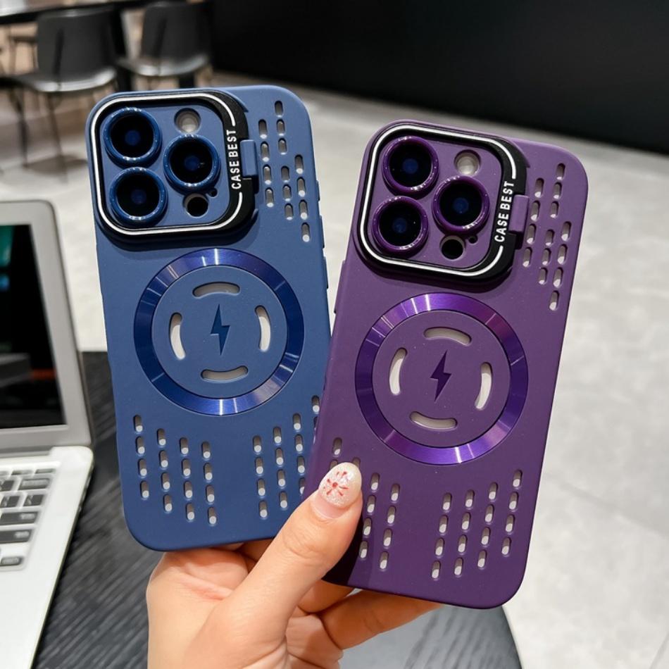 Breathable Soft Phone Cases for iPhone 16 15 14 13 12 11 Pro Max Plus Cooling Heat Dissipation Magnetic Back Cover