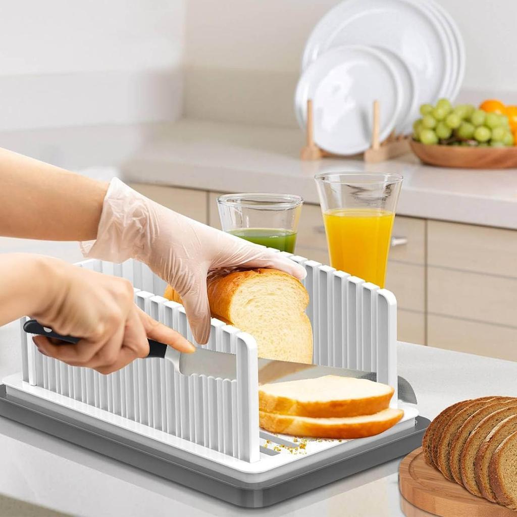 Машина для резки хлеба для домашнего хлеба, регулируемая нарезка хлеба, складная и компактная направляющая для резки, с поддоном для сухарей