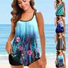 New Floral Print Bikini Sets Swimsuit Women Sexy Loose Size Two Pieces Tankini Summer High Waist Beach Monokini Bathing Suits