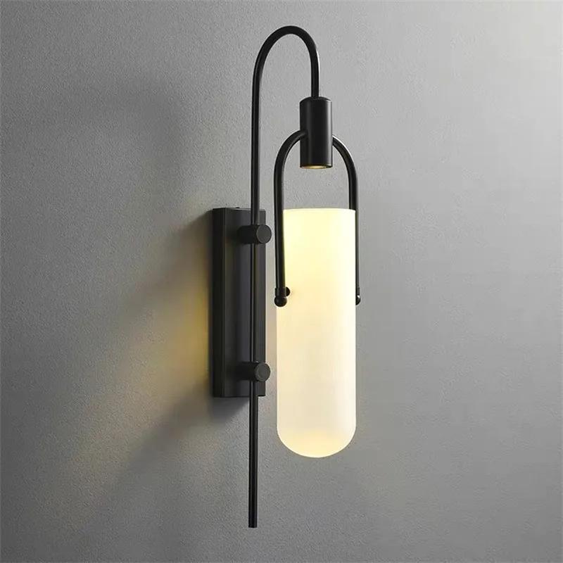 Retro luxury indoor glass LED wall lights living room dining room wall lights hotel corridor lighting black/gold bedroom lamps