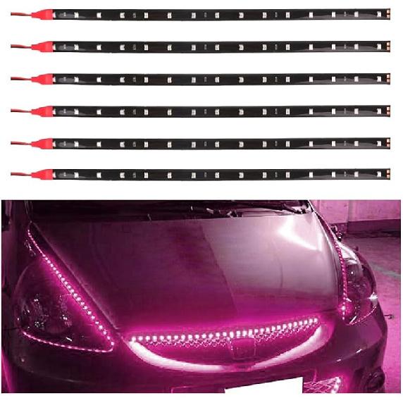6PCS LED Strip Underbody Light, 12V 1Ft Flexible Auto Light Strip, Waterproof Car Underglow Strip, High Brightness Car Interior & Exterior Decoration