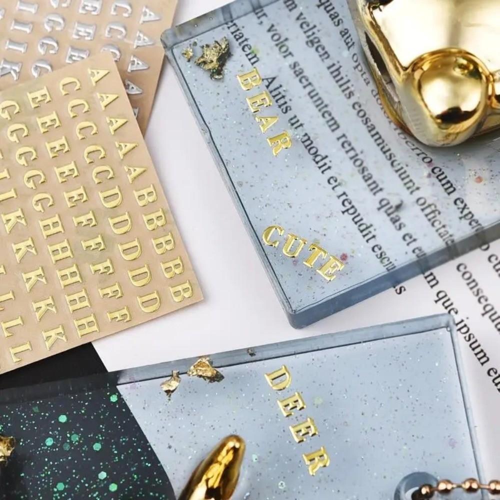 1PC Gold Sliver Epoxy Filling Sticker 3mm Thickness Alphabet Letters Stickers Resin Mold Decoration