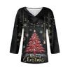 Women's Loose Comfortable Casual Fashion V-Neck Christmas Print 3/4 Sleeve Top