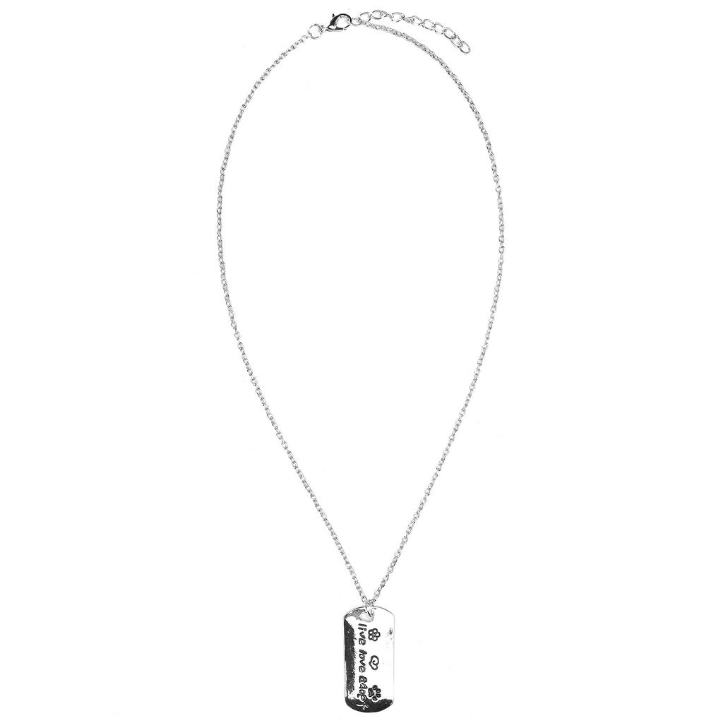 Necklace Pet Memorial Silver Color Paw Print Pattern Keepsake Pendant Alloy Punk Chain