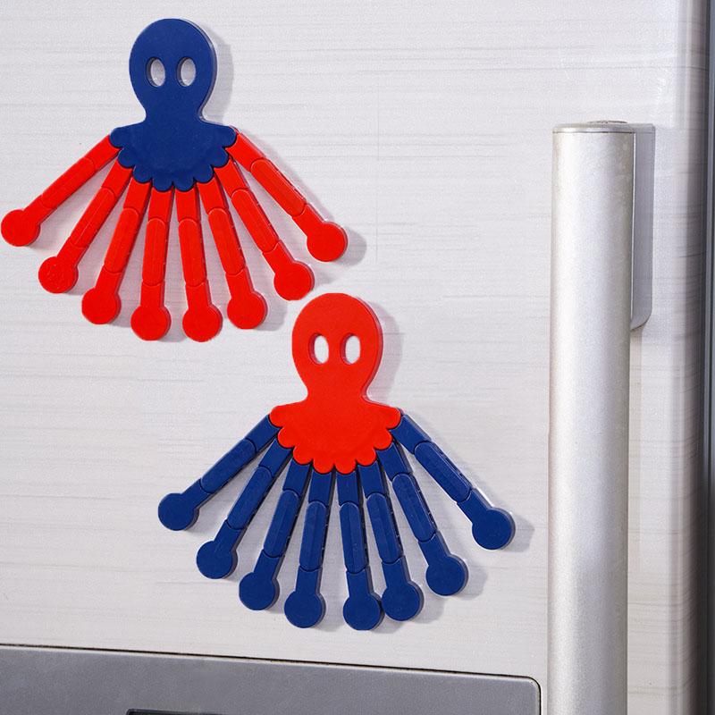 2 шт. Креативные и забавные гибкие и универсальные магниты на холодильник в виде осьминога Милый магнит на холодильник Магнит для записок Декоративный