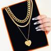 Комплект из 3 предметов, ожерелье, богемное женское ожерелье, винтажная золотая цепочка, модное ожерелье, кулон, богемное ожерелье, ювелирные изделия