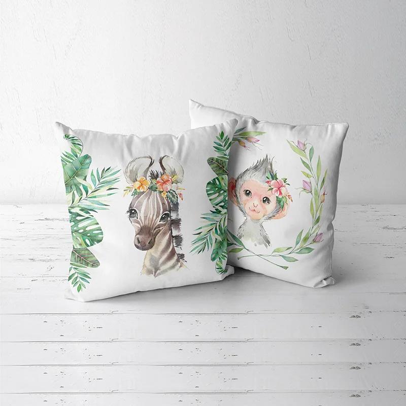 Милый кролик жираф животные декор детской комнаты полиэстер наволочка для подушки диванная подушка украшение дома наволочка для подушки