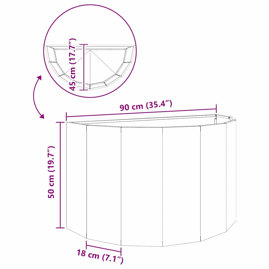 Rustic Planter Box 90 x 45 x 50 cm Weatherproof Steel