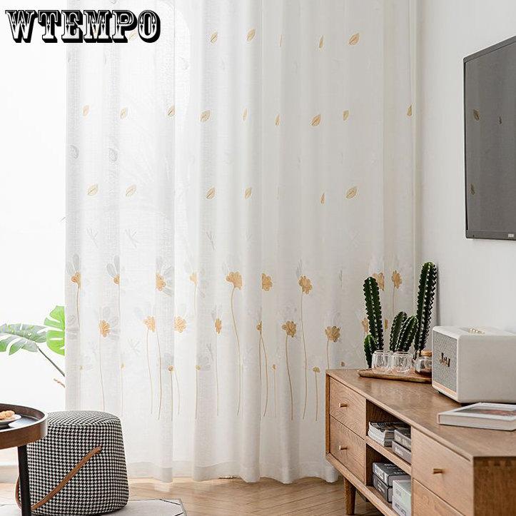 WTEMPO 2 шт. полузатеняющие оконные ширмы для гостиной, спальни, балкона, готовые шторы, дешевые солнцезащитные утолщенные белые марлевые шторы