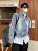 Men's Minimalist Retro Denim Jacket with Shoulder Pads
