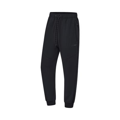 Мужские спортивные брюки Li Ning Fitness Series из плотного флиса с завязками на манжетах, черные AKLT743-1