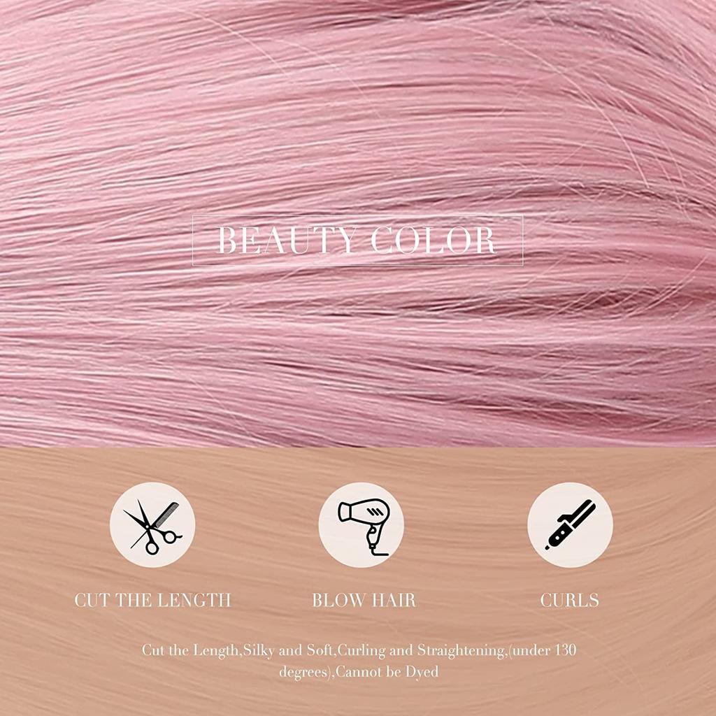 ALAN EATON Розовый парик Боб с челкой, короткий прямой синтетический парик боб для женщин, милый косплей, повседневные накладные волосы, термостойкое волокно