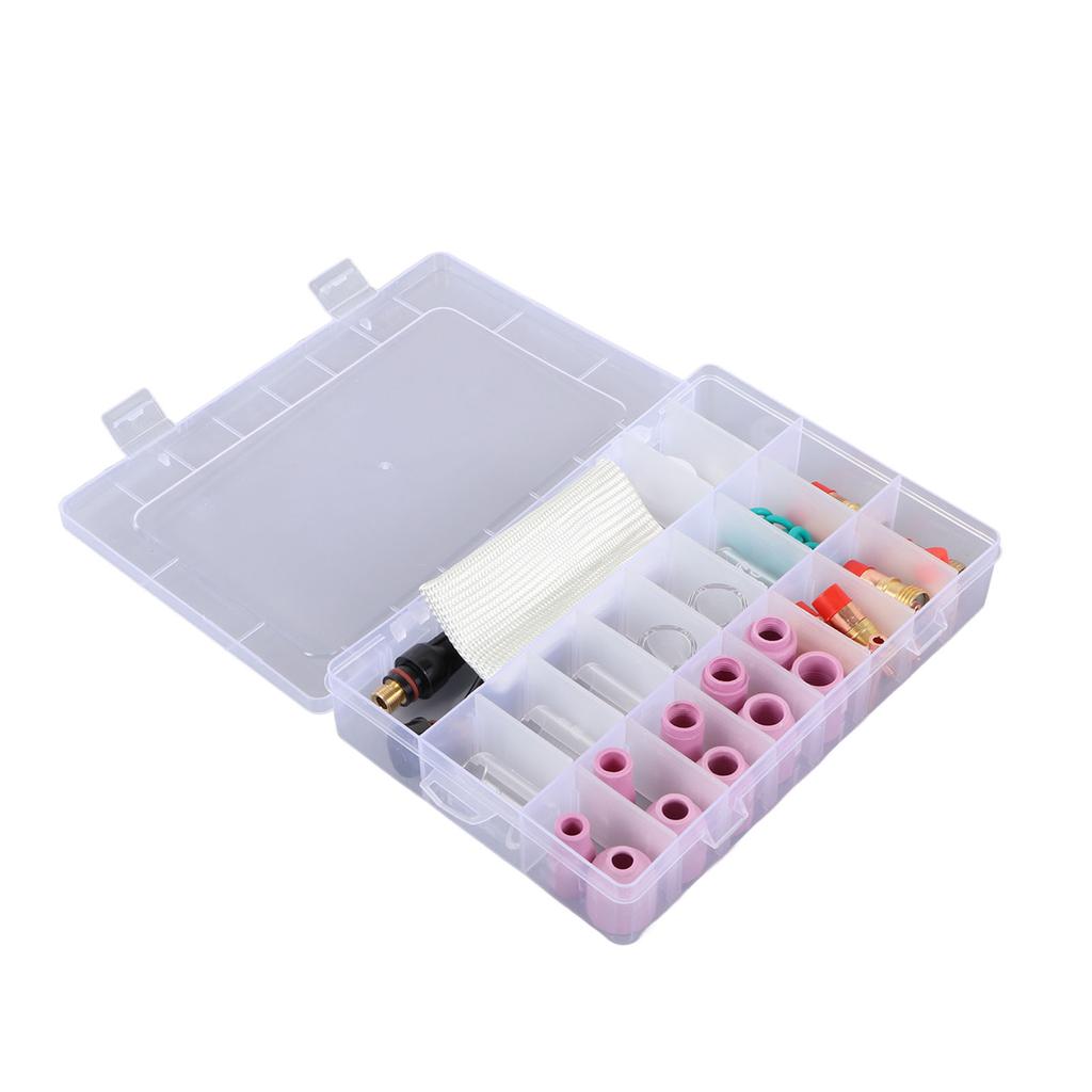 56Pcs TIG Welding Torch Accessories Kit Ceramic Nozzle Glass Cup Holder Equipment for WP17 18 26
