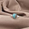 Кольцо из голубой медной бирюзы ручной работы, кольцо из стерлингового серебра 925 пробы, целебное украшение, подарок для нее