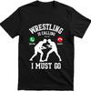 Стильная летняя футболка для мальчиков 'Wrestling Is Calling I Must Go', с коротким рукавом, дышащая, с круглым вырезом, мужская футболка, повседневная футболка, премиальный подарок