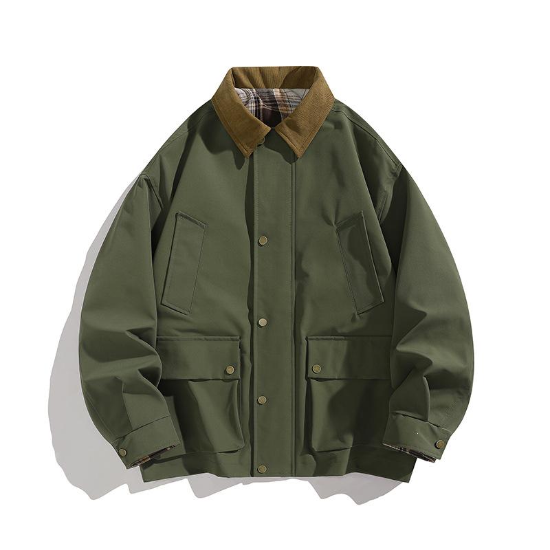 Men's Multi-Pocket Colorblock Fashionable Water-Repellent Corduroy Jacket 2026