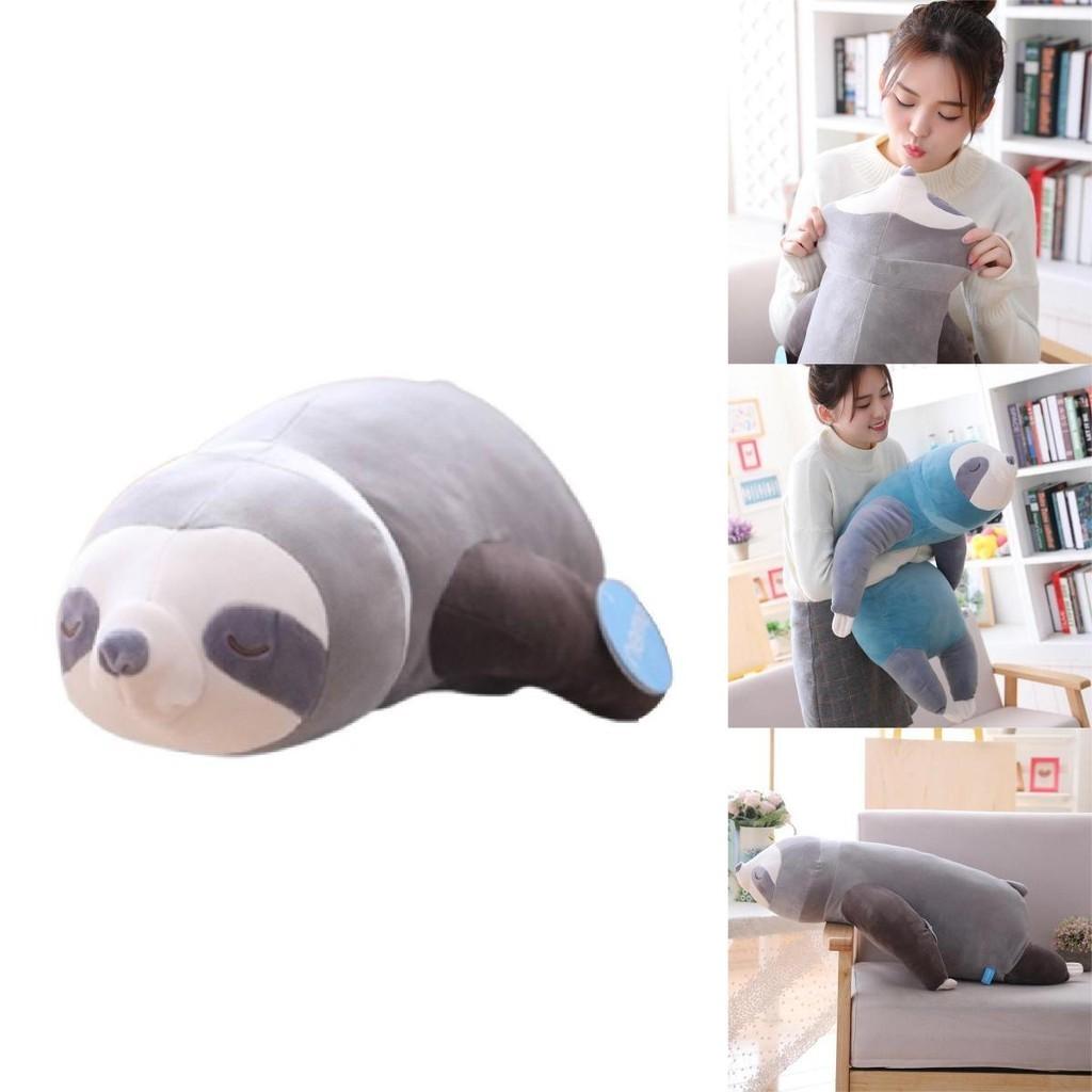 Cute Sloth Plushie Doll Soft Toy For Children Short Hair Pp Cotton Filling Blue/grey