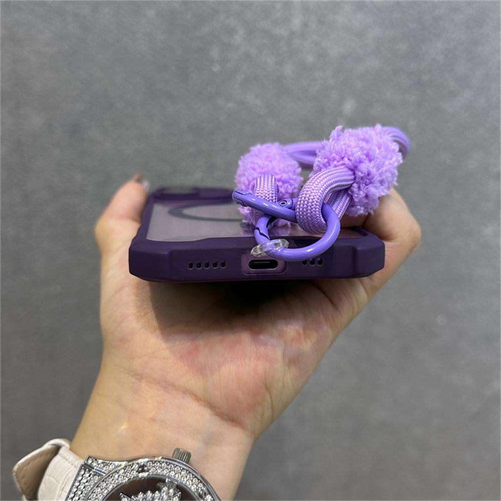 Противоударный магнитный чехол-ремешок для беспроводной зарядки Magsafe для iPhone 16 11 12 13 14 15 Pro Max Plus, прозрачный чехол