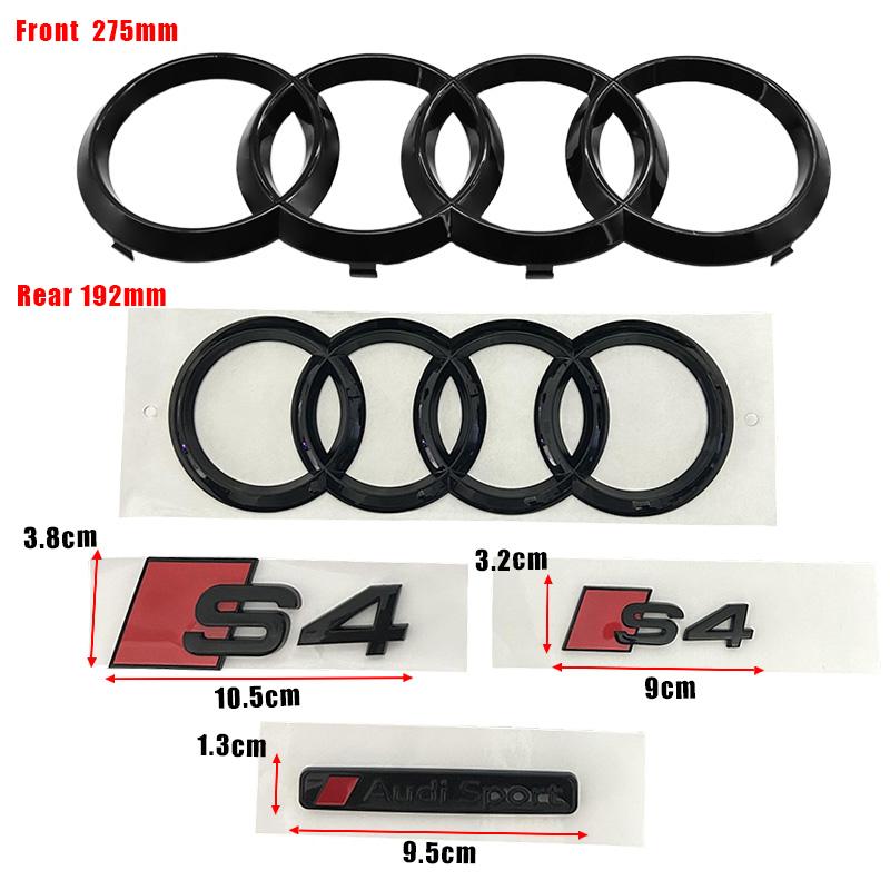 Glossy Black 192mm 275mm hot 2010-2019 S4 Badge ABS Car Styling Hood Front Bonnet Grill Rear Trunk S4 Emblem Stickers Accessory
