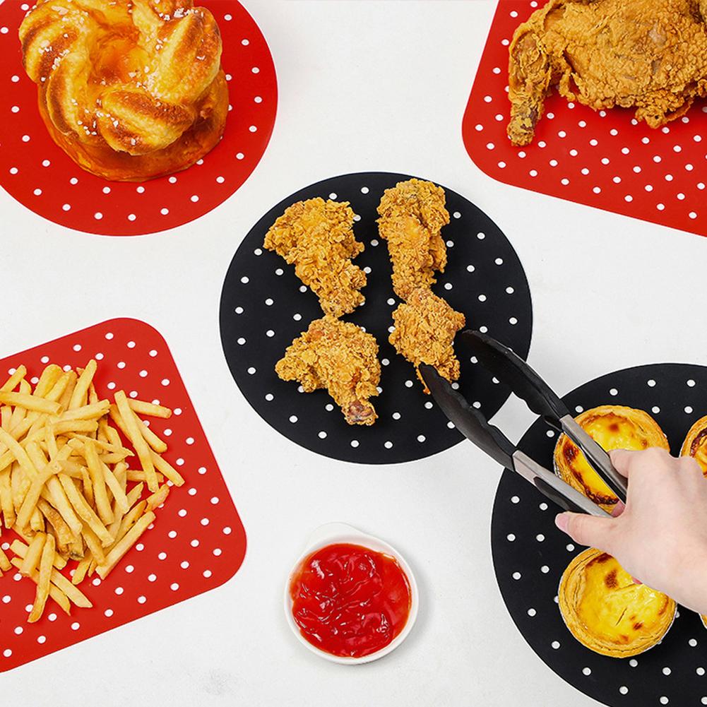 Подушечки для фритюрницы Многоразовые силиконовые формы Детали для аэрогриля Антипригарное покрытие для пароварки Круглая квадратная тарелка для хрустящей корочки Коврик для выпечки Кухонный аксессуар