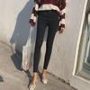 Korean Style Smoky Grey Skinny Jeans with Elastic High Waist for Women