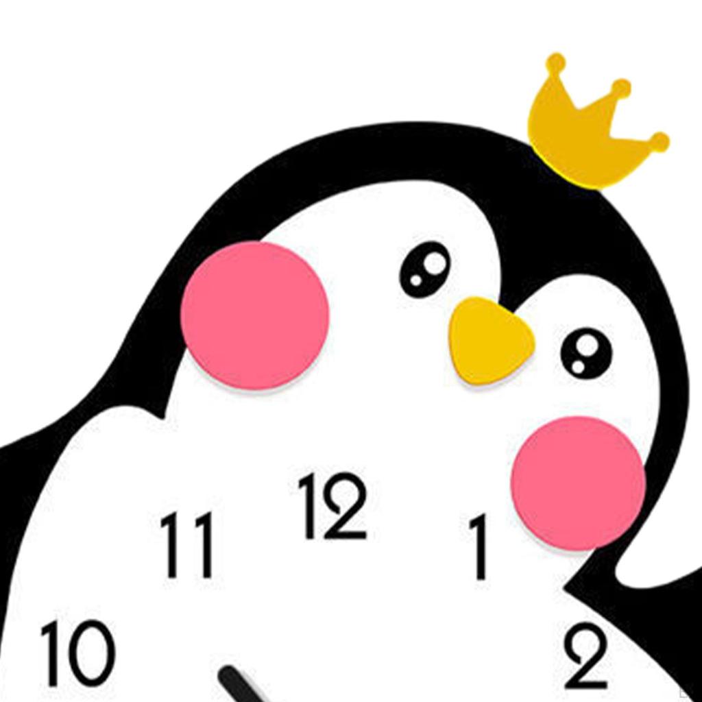 Деревянные настенные часы с мультяшным пингвином на батарейках, декоративные милые 25x30 см, украшение для дома для гостей