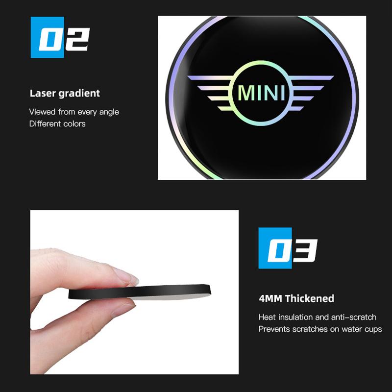 VKSO5 2Pcs Car Coasters Shockproof Water Goblet Mat For BMW Mini Cooper One JCW WORKS F54 Car Interior Water Cup Holder Pad keychain