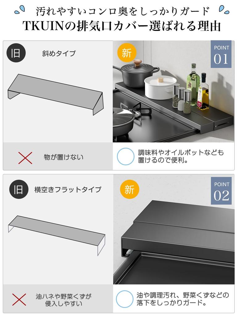 TKUIN Вытяжной колпак с регулируемой глубиной для плиты, плоский гриль, защита от брызг масла, совместимый с индукционными и газовыми плитами, защита от пятен, матовый, легко держать горячим