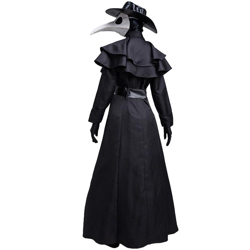 Steampunk Medieval Plague Doctor Costume with Raven Bird Beak Mask