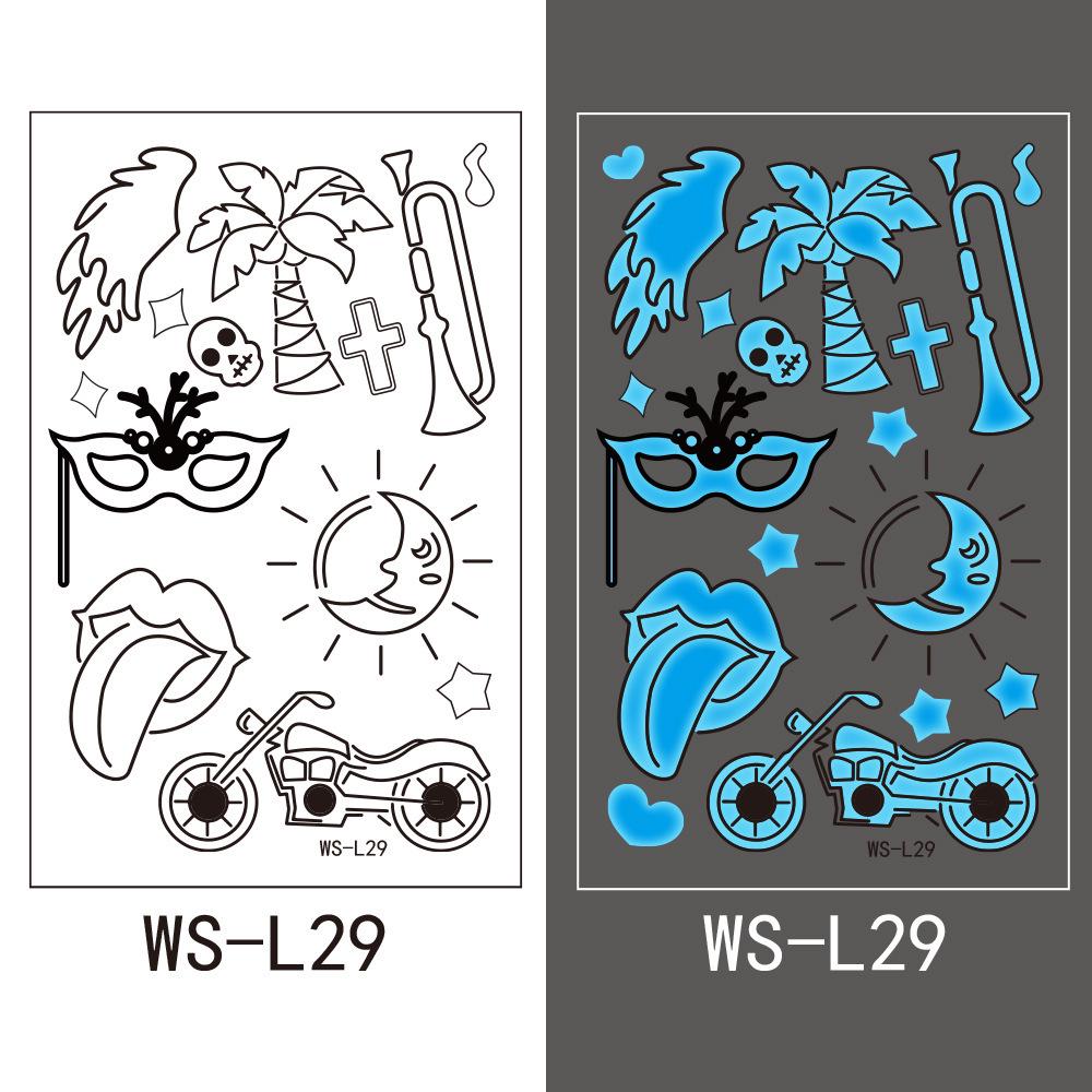 Синие светящиеся тату-наклейки для вечеринок в ночных клубах и на музыкальных фестивалях