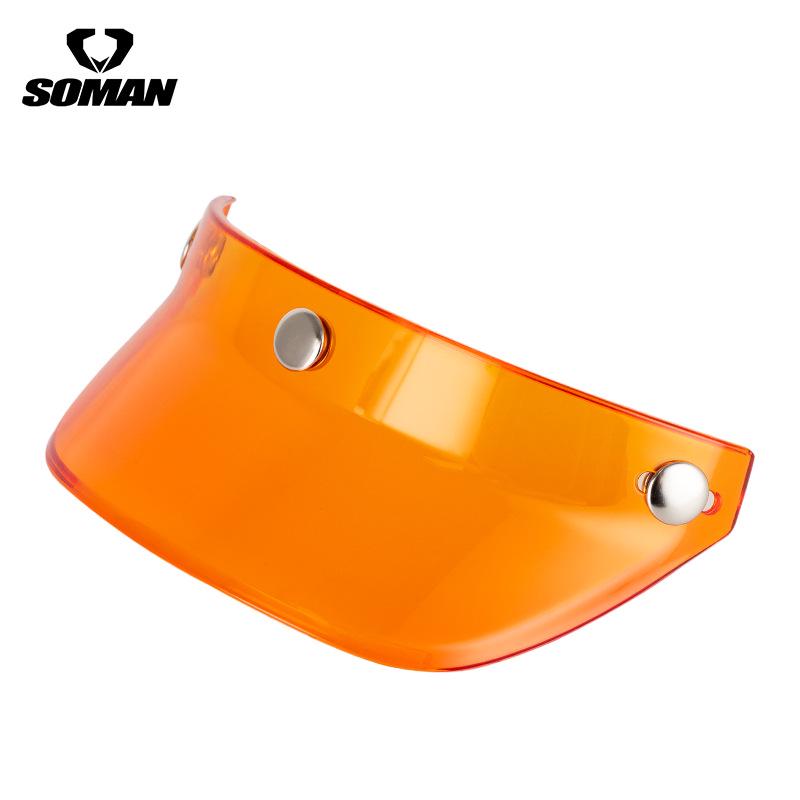 Retro Motorcycle Helmet with Three-Button Sunshade Brim - Half Helmet Design