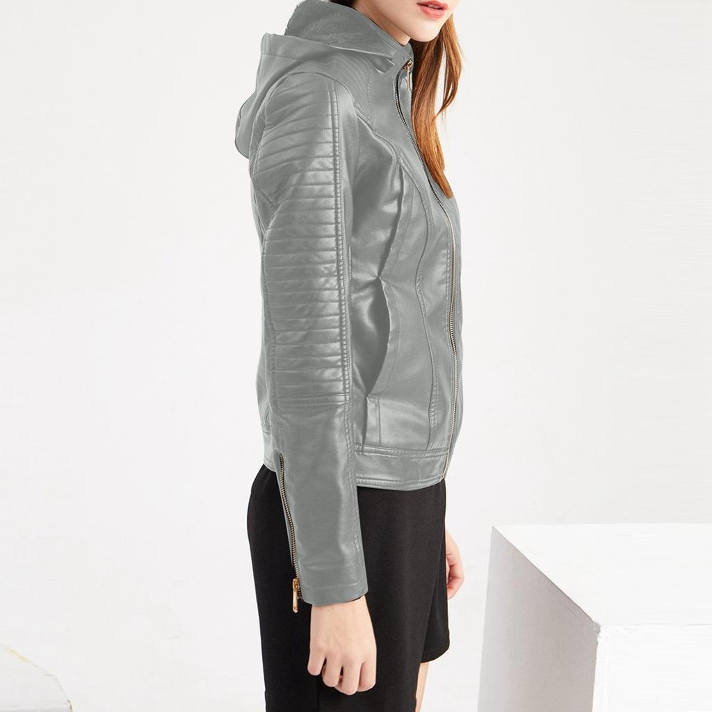 Женская кожаная куртка с капюшоном, короткая куртка на осень и зиму, теплая повседневная куртка